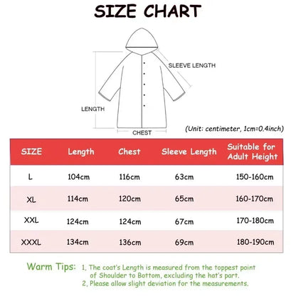 Black Fashion Waterproof Hooded Raincoat Thickened Rain Poncho for Outdoor Hiking Fishing Travel - Unisex