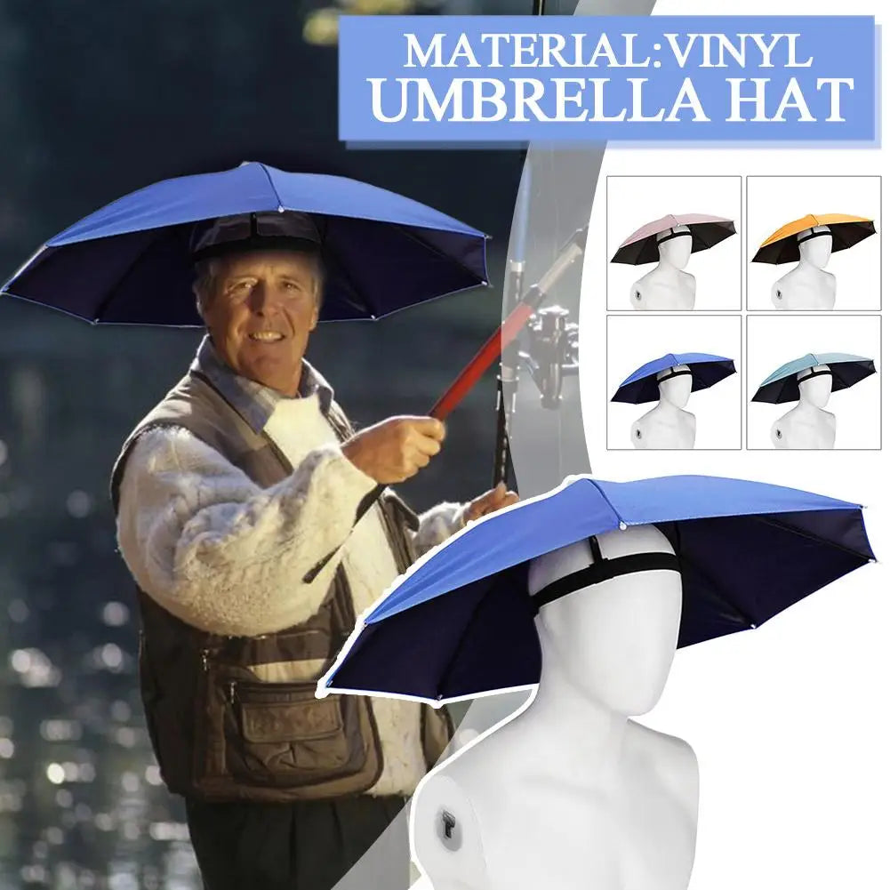 Outdoor Fishing Caps Portable Umbrella Hat Sunscreen Waterproof Fishing Umbrella Universal Headwear Hats Camping Foldable Hats