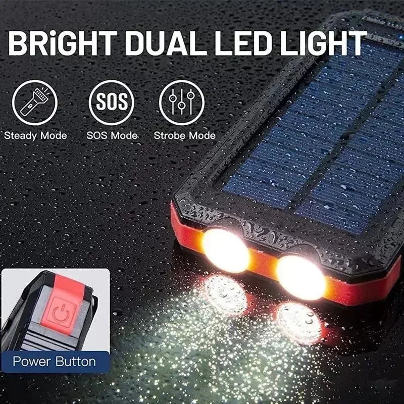 VIVO 500000mAh Solar Power Bank Portable Large Capacity Charger Compatible USB-A And USB-C With Flashlight For iPhone Huawei