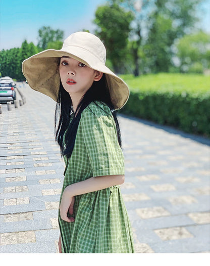 Wide Brim UPF 50+ Sun Hat Women Anti-UV Protection Hiking Fisherman Cap Fold Summer Solid Beach Hat 2024 Double sided Sun hat