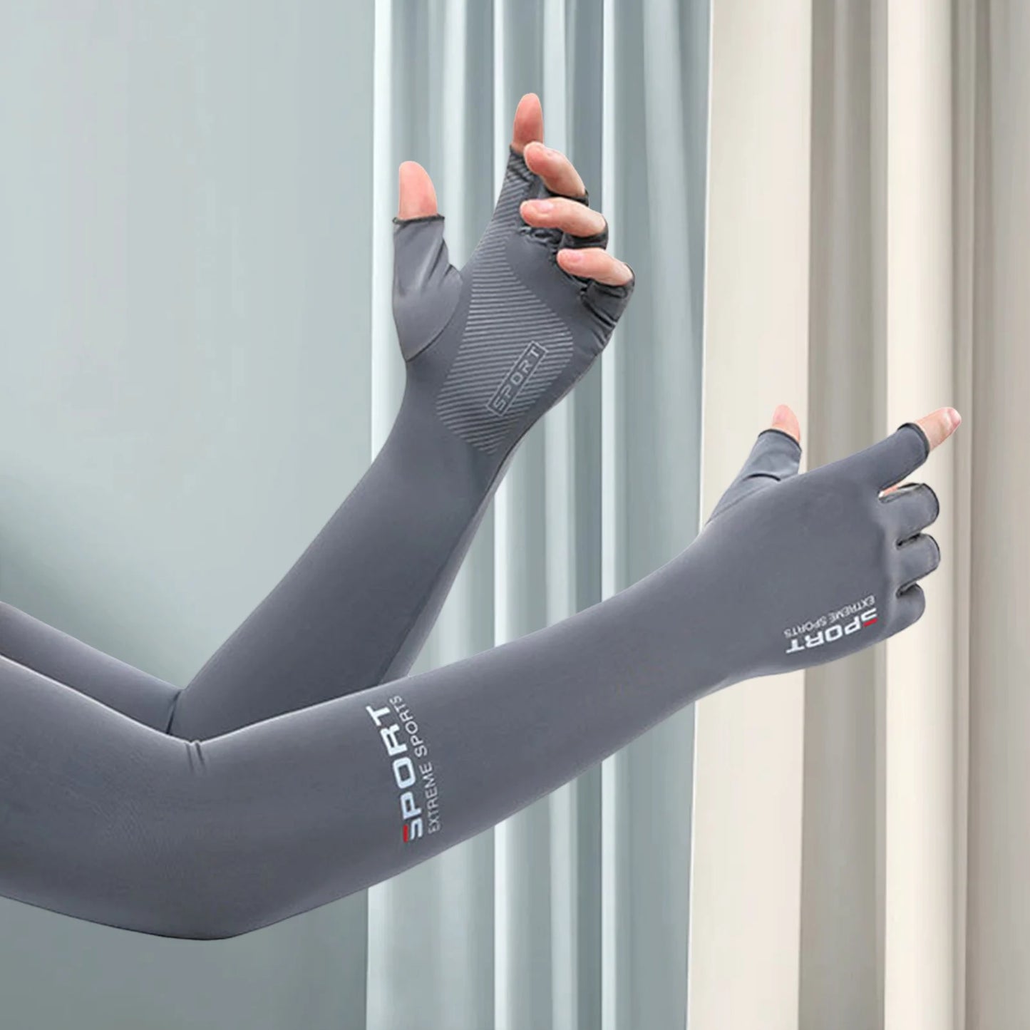 Summer Anti-UV Cooling ‌Ice Silk Arm Sleeves Breathable Stretchy Cover UV Protection Sun Sleeves for Cycling Running Sports