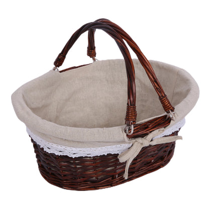 Woven Picnic Basket Woven Basket Folding Handle Portable Eco Friendly Rattan Picnic Basket for Bathroom Gift Rattan Woven Basket