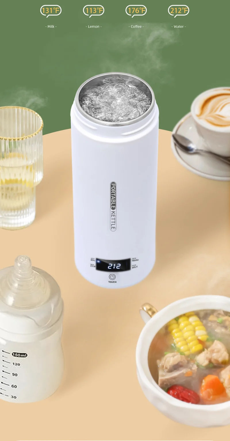 4 Temperature Electric Heating Kettle Leakproof Portable Fast Water Boiling Thermos Bottle Portable 220V 110V Hot Water Cup