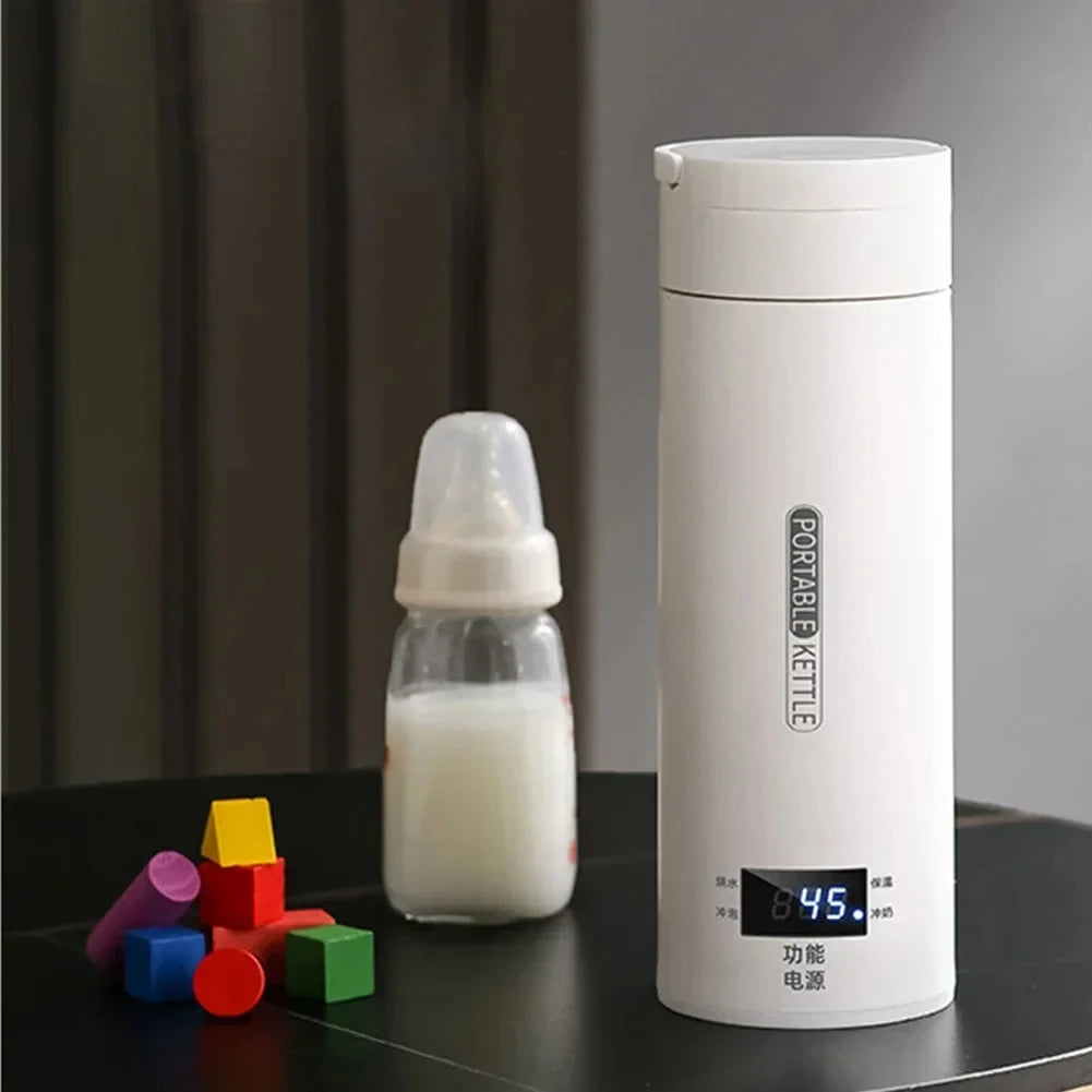 450ML Electric Kettles Portable Tea Coffee Kettle Travel Boil Water Thermal Cup Anti-Scald Water Bottle English Menu