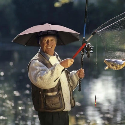 Outdoor Fishing Caps Portable Umbrella Hat Sunscreen Waterproof Fishing Umbrella Universal Headwear Hats Camping Foldable Hats