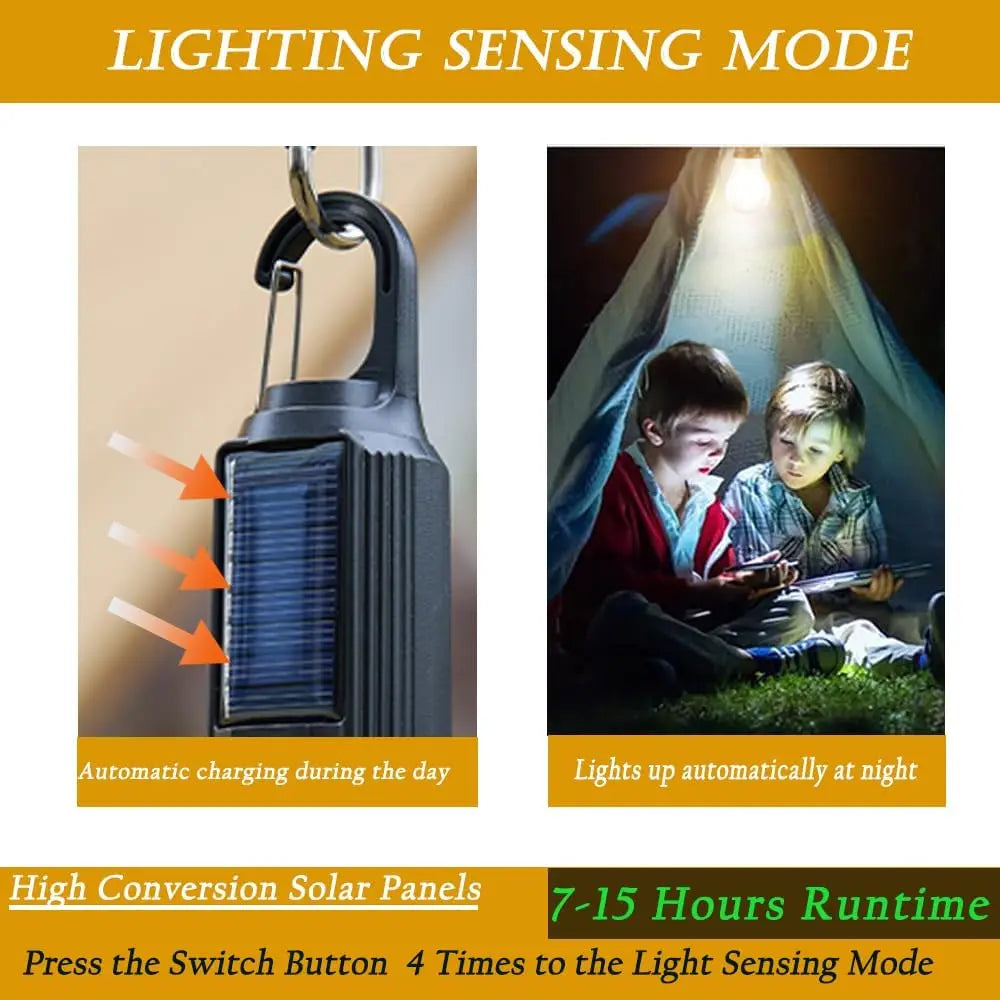Solar Camping Lamp Bulbs Outdoor USB Charging Solar Powerd Hanging Lights Portable Tent Light Waterproof for Camping BBQ Decor