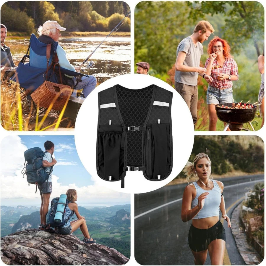 Biking Running Storage Vest Backpack Lightweight Running Vest Reflective Hydration Water Chest Pack Phone Storage Pocket