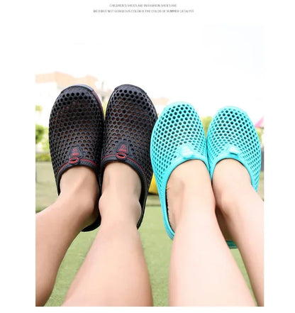 Men Shoes 2024 Beach Slippers Unisex Hollow Out Casual Women Beach Sandal Flip Flops Shoes Non-slip Size 36-45 Mens Slippers