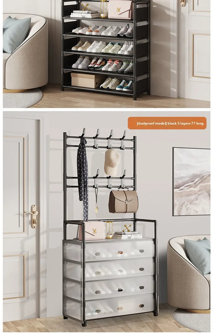 Multi-layer Door-mounted Shoe Hat Rack - Simple Assembly Household Integrated Multi-functional Storage Cabinet for Home Use