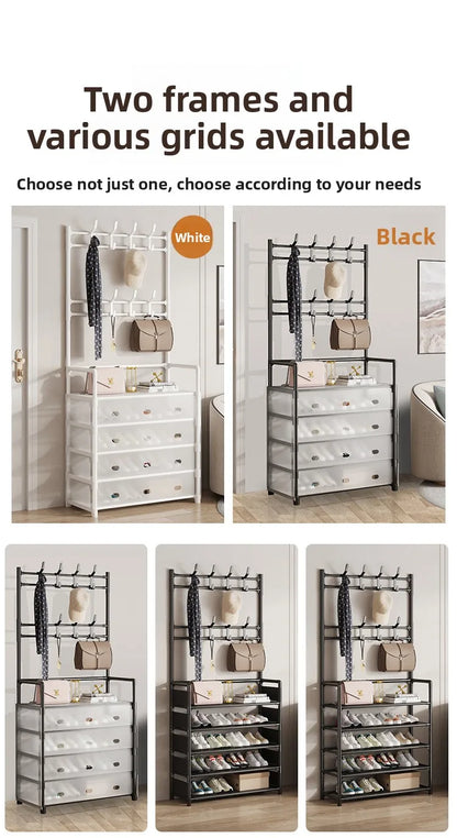 Multi-layer Door-mounted Shoe Hat Rack - Simple Assembly Household Integrated Multi-functional Storage Cabinet for Home Use