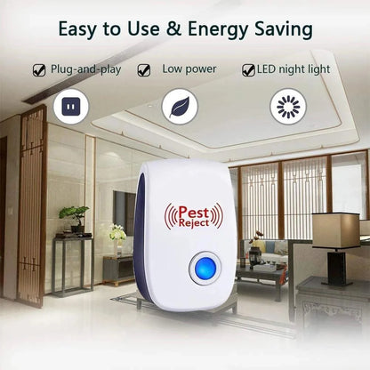 6Pcs Ultrasonic Pest Repeller Insect Bug Repeller Long Range Pest & Insect Deterrent Multi-Function for Roach Rodent Mouse Bugs