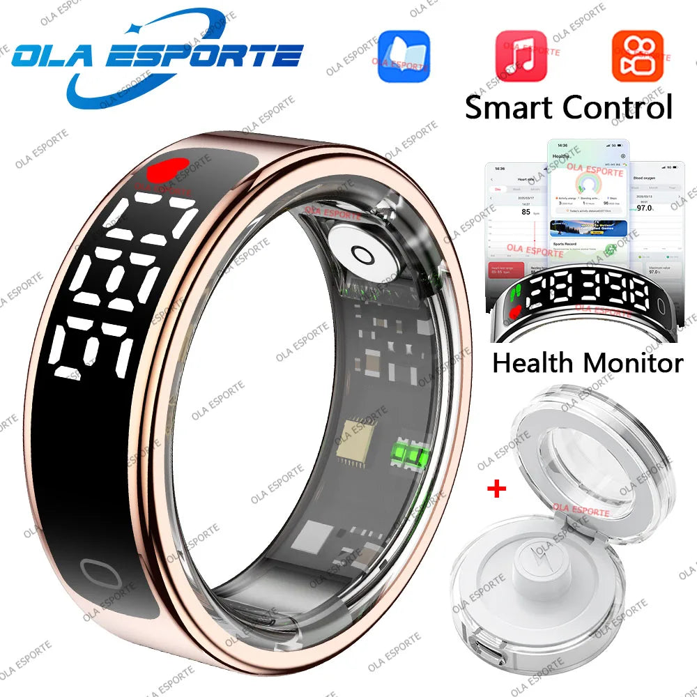 2026 Smart Ring Display Screen and Touch, Wireless Charging,Smart Control,Health Manager,5ATM Waterproof For Men Women New Rings