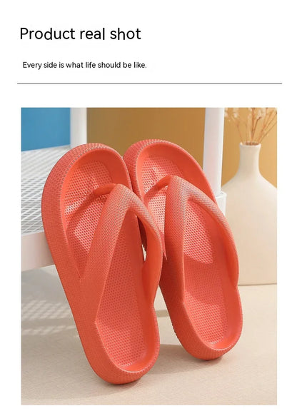 Summer Flip Flops Flat Platform Comfy Women Soft Sole Beach Slippers Fashion Sandals House Bathroom Non-Slip Thick Soled Shoes