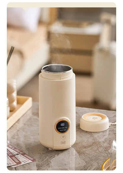LED Digital Display Boiling Water Electric Bottle 220V 400W Leakproof Travel Milk Coffee Heating Cup Portable Hot Water Kettle