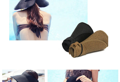 Women Summer Visors Hat Hat - Stylish and UV-Resistant for Outdoor HikingFoldable Sun Cap Wide Large Brim Beach Straw Hats Chape