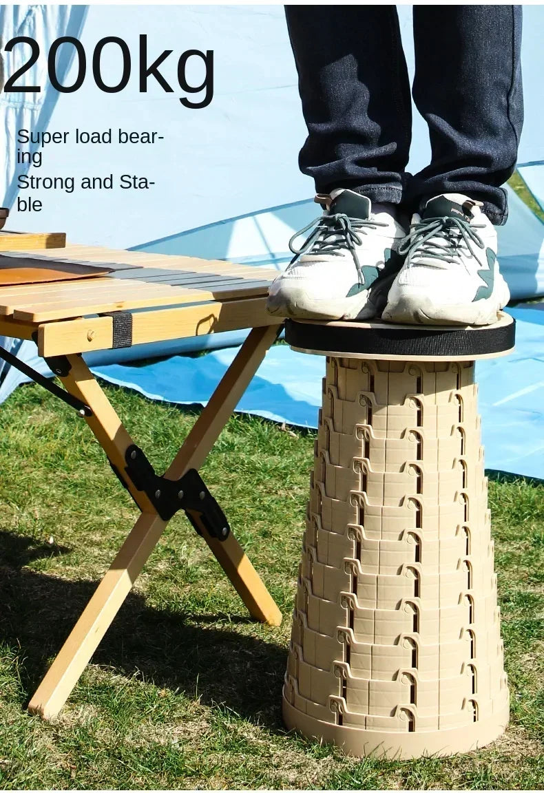 Outdoor Folding Stool with Soft Glue Queue Up  Portable Telescoping Travel Camping Fishing Bearing Strength Small Size