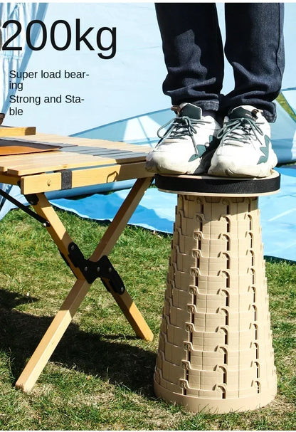 Outdoor Folding Stool with Soft Glue Queue Up  Portable Telescoping Travel Camping Fishing Bearing Strength Small Size