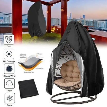 210D Oxford Waterproof Patio Hanging Egg Chair Cover Wicker Swing Egg Chair Cover Swing Hanging Chair Egg Shell Courtyard Garden