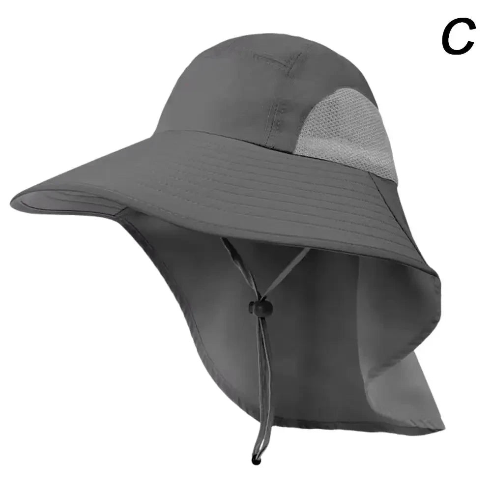 Wide Brim Sun Hat with Neck Flap for men women Adjustable Outdoor 50+UPF Protection Safari Cap Hiking Fishing Hat
