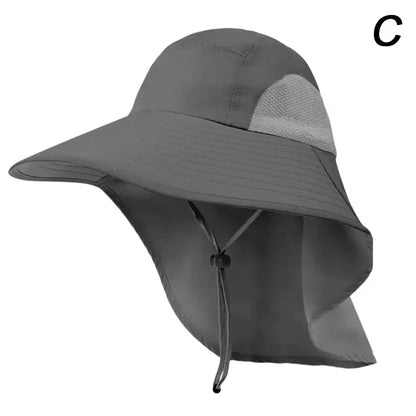 Wide Brim Sun Hat with Neck Flap for men women Adjustable Outdoor 50+UPF Protection Safari Cap Hiking Fishing Hat