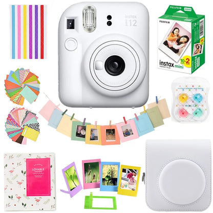 Genuine Fujifilm Instax Mini 12 Instant Camera With 20 Sheets Mini Film Paper Camera Shoulder Strap Bag Accessories Gift Suit