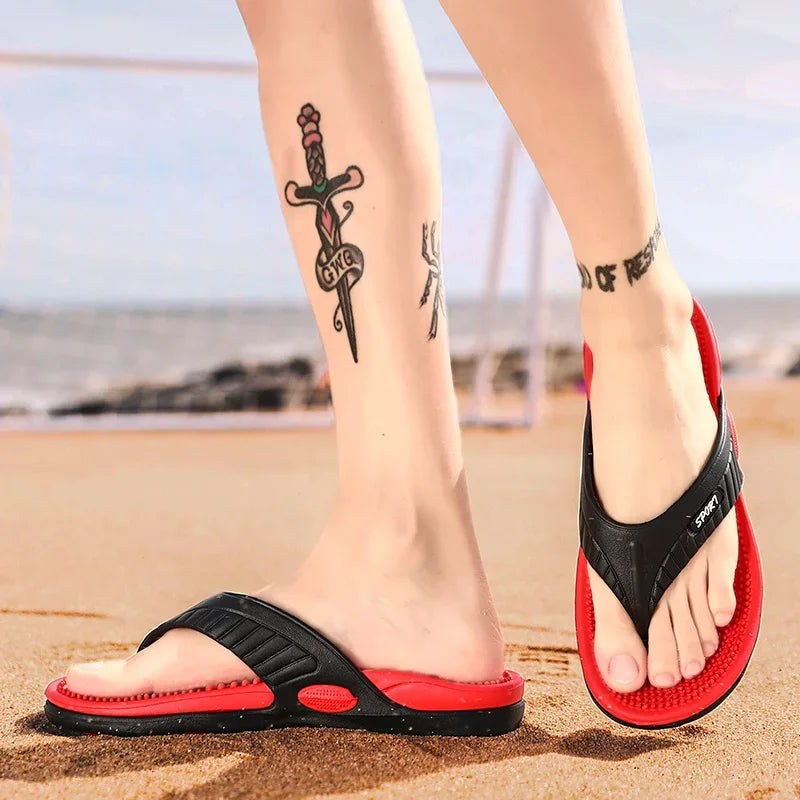 Massage Flip Flops for Men Summer Breathable Beach Shoes Sandals 46 Men Luxury Flip Flops Breathable Plus Big Size Men Slippers