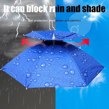 Portable Rain Umbrella Hat Foldable Outdoor Fishing Sunshade Waterproof Camping Headwear Beach Head Hats Fishing Hat 55-95CM