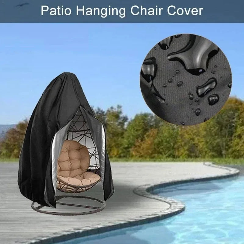 210D Oxford Waterproof Patio Hanging Egg Chair Cover Wicker Swing Egg Chair Cover Swing Hanging Chair Egg Shell Courtyard Garden