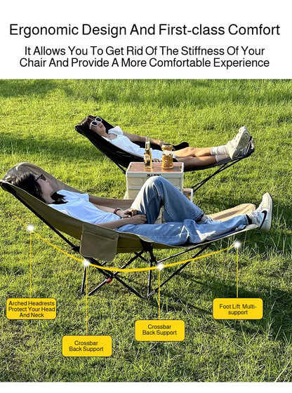 Outdoor Portable Camping Recliner Foldable Nap Beach Chair with Leg Support Lightweight Travel Folding Chair for Hiking Fishing