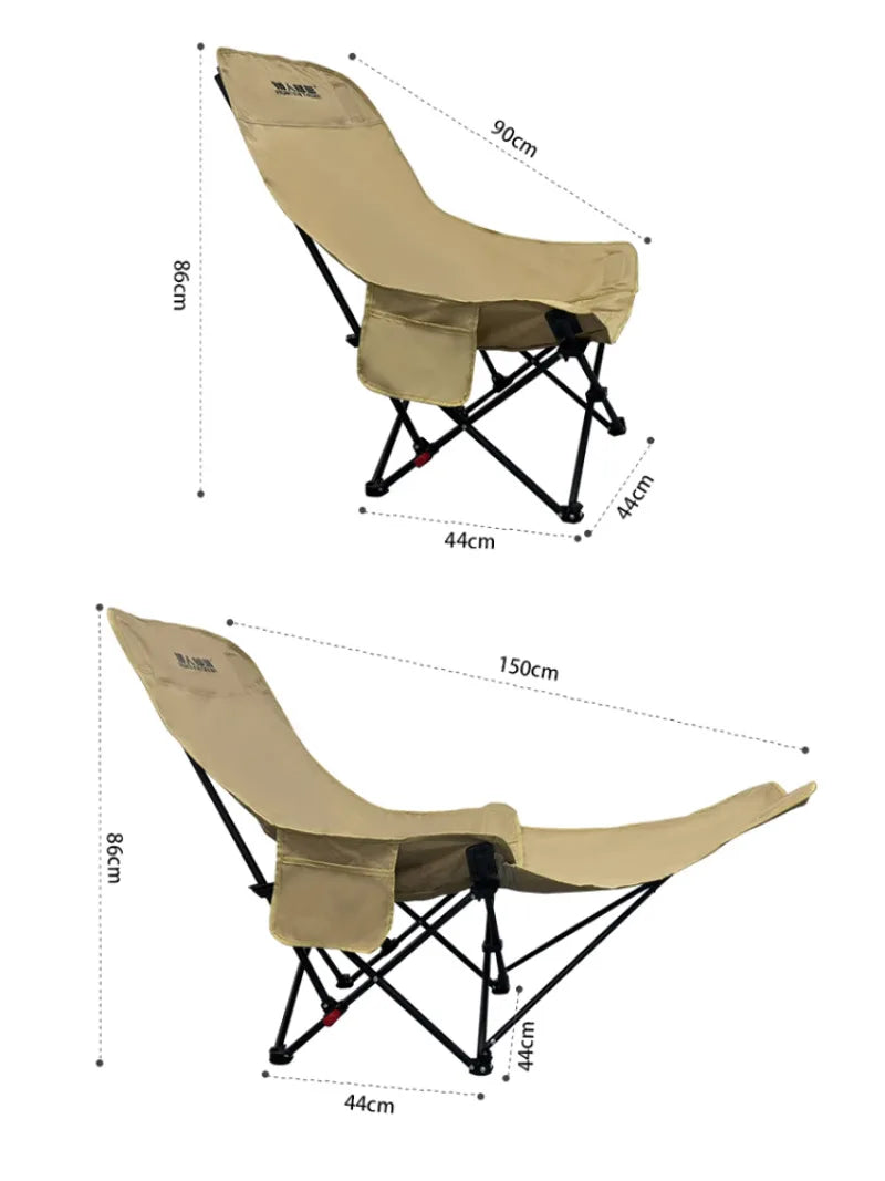 Outdoor Portable Camping Recliner Foldable Nap Beach Chair with Leg Support Lightweight Travel Folding Chair for Hiking Fishing