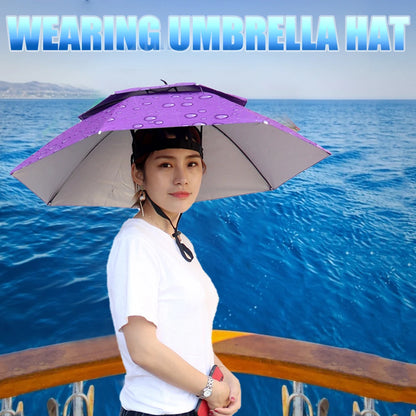 Portable Rain Umbrella Hat Foldable Outdoor Fishing Sunshade Waterproof Camping Headwear Beach Head Hats Fishing Hat 55-95CM