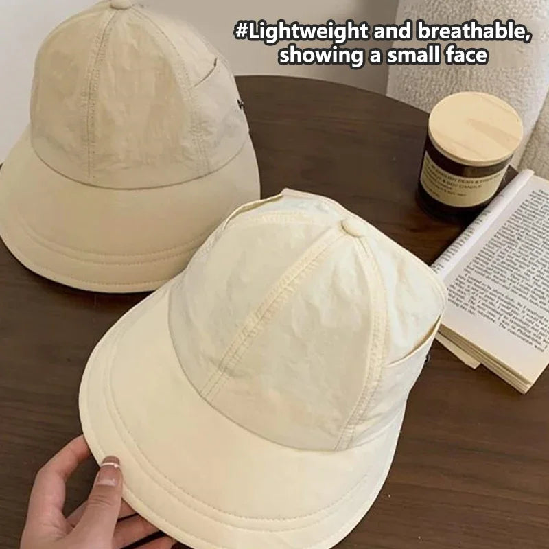 1× Foldable Wide Brim Ponytail Sun Hat Summer Autumn Outgoing UV Protection Bucket Hat for Women Fisherman Caps with Mask Button
