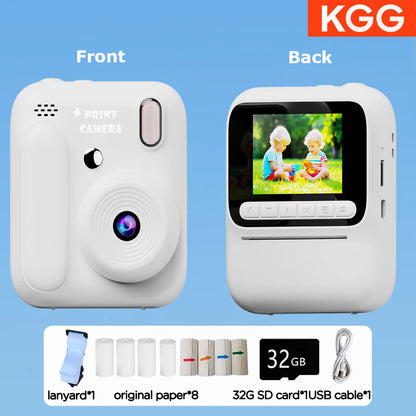 Color Printing Camera  Kids Instant Camera 32GB 1080P Thermal Print Digital Camera Print Photo Video Games Music Children Gift