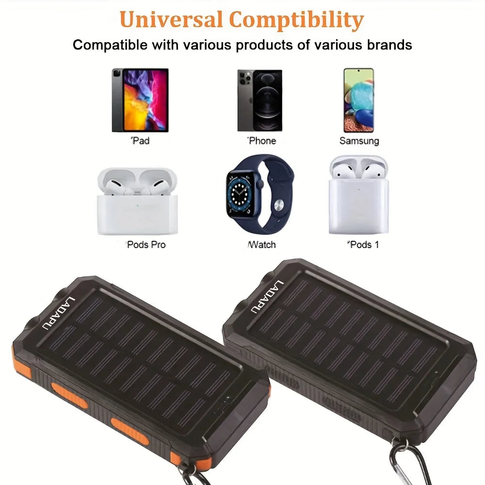 Solar Power Bank 80000mAh Portable Charging Poverbank External Battery Charger Strong Light LDE Light for All Smartphones