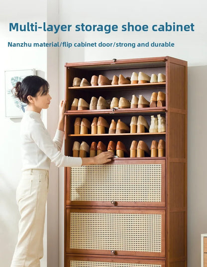 Imitation rattan woven shoe cabinet, simple shoe rack at the door of the home, economical, good-looking indoors