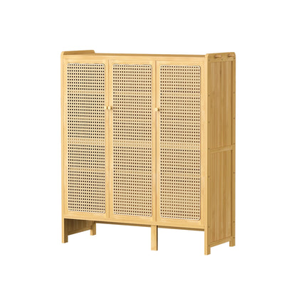 Bamboo Shoes Rack Organizer Cabinet with Doors and 6 Tiers Shelves for for Entryway Hallway