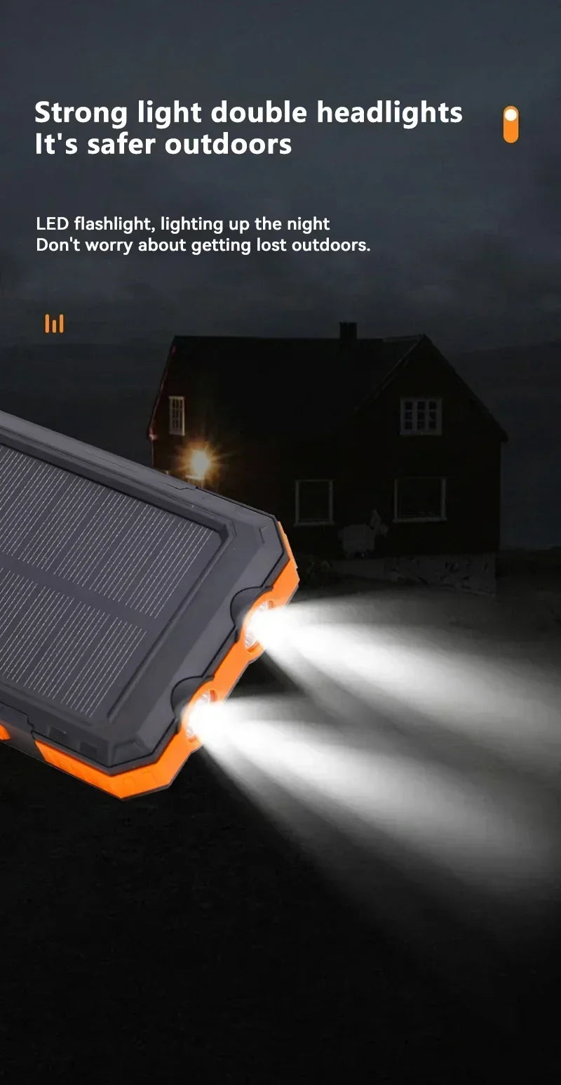VIVO 500000mAh Solar Power Bank Portable Large Capacity Charger Compatible USB-A And USB-C With Flashlight For iPhone Huawei