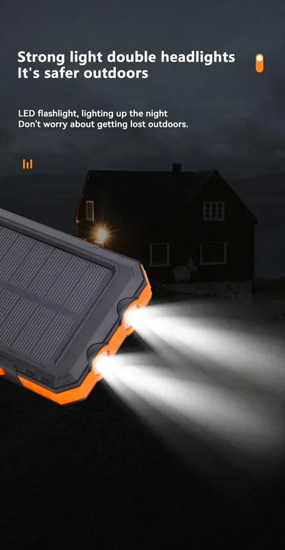 VIVO 500000mAh Solar Power Bank Portable Large Capacity Charger Compatible USB-A And USB-C With Flashlight For iPhone Huawei