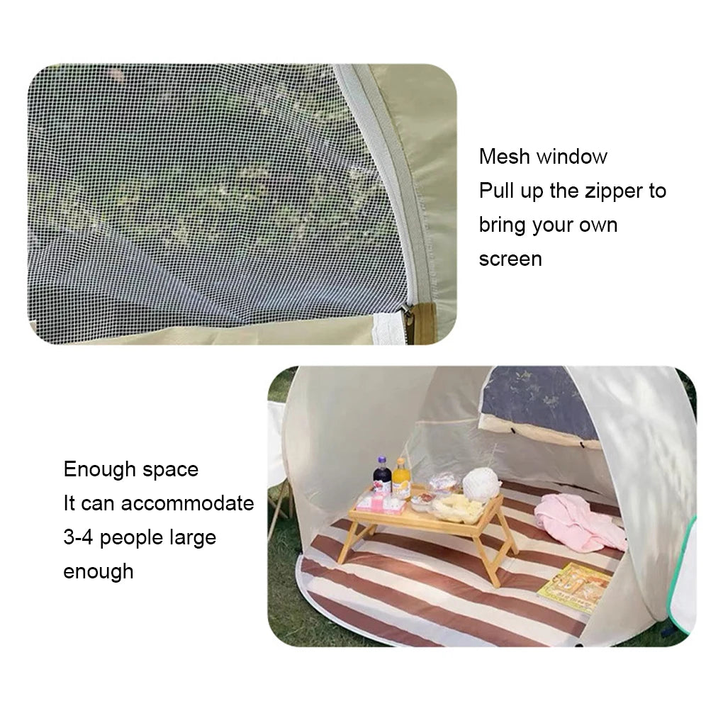 Reusable Outdoor Portable Camping One Click Open 3-4 People Tent Large Space Sunshade Beach Sun Shelter Tent Garden Beach Tent