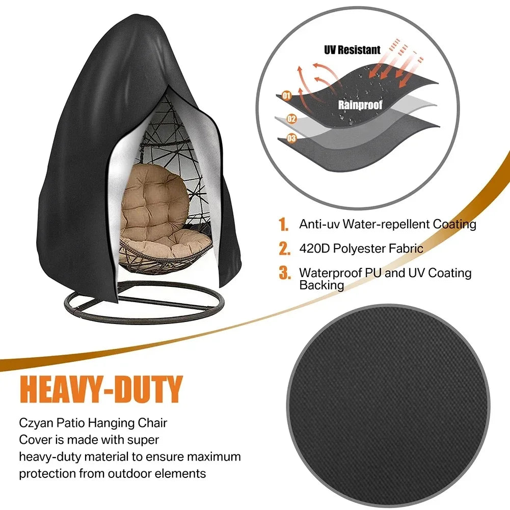 210D Oxford Waterproof Patio Hanging Egg Chair Cover Wicker Swing Egg Chair Cover Swing Hanging Chair Egg Shell Courtyard Garden