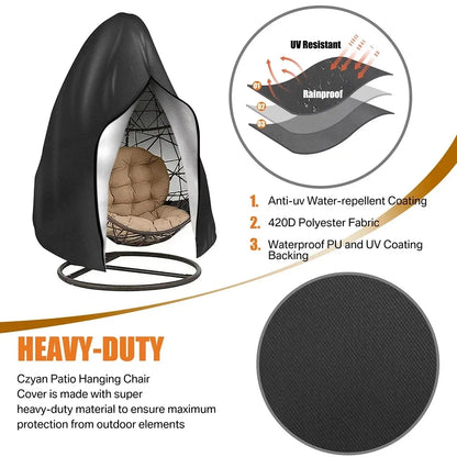 210D Oxford Waterproof Patio Hanging Egg Chair Cover Wicker Swing Egg Chair Cover Swing Hanging Chair Egg Shell Courtyard Garden