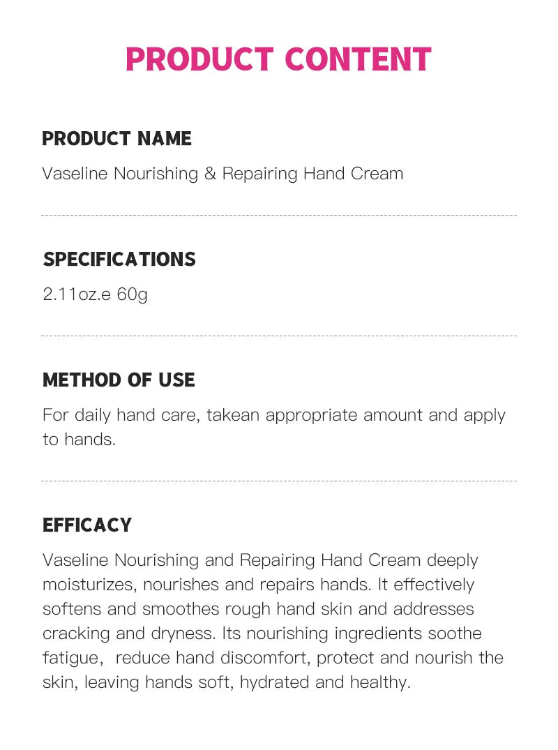 KORMESIC Vaseline Intensive Moisture Hand Cream Moisturizing Lotion Nourishing Hydrating Skin Care Products