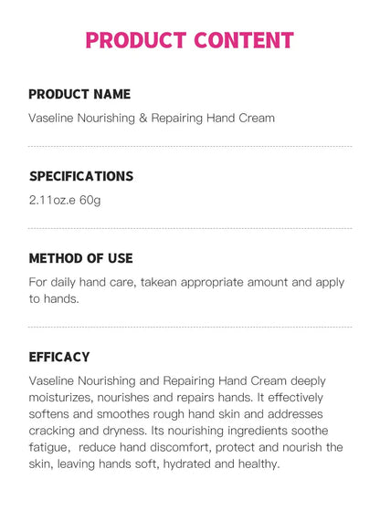 KORMESIC Vaseline Intensive Moisture Hand Cream Moisturizing Lotion Nourishing Hydrating Skin Care Products