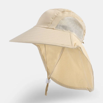 Kids Sun Hat with Neck Flap UV Protection Summer Toddler Beach Hat Unisex Ponytail Hat Wide Brim Fishing Hat