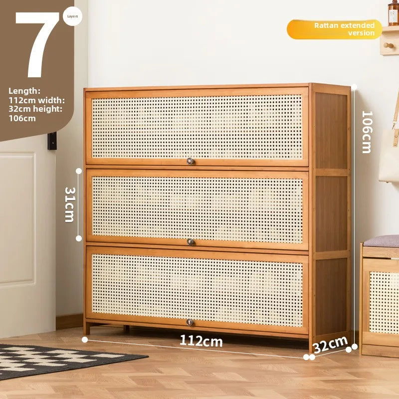 Imitation rattan woven shoe cabinet, simple shoe rack at the door of the home, economical, good-looking indoors
