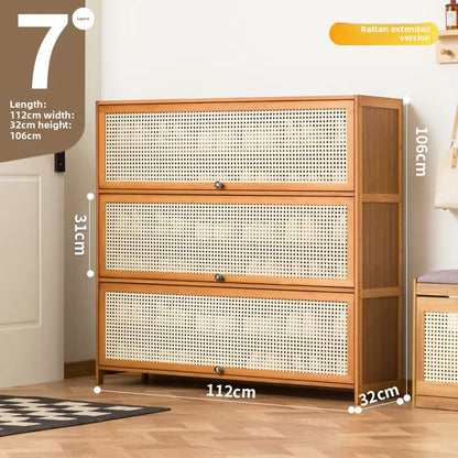 Imitation rattan woven shoe cabinet, simple shoe rack at the door of the home, economical, good-looking indoors