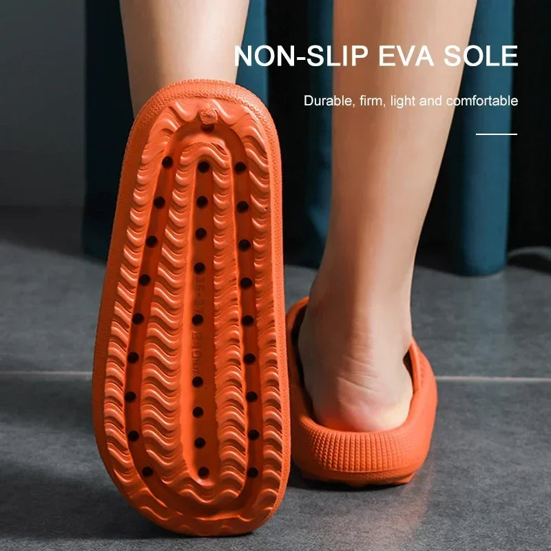 High quality Women Thick Slippers Indoor Home Eva Soft Sole Pillow Slides Sandals Woman Summer Non Slip Beach Flip Flops New