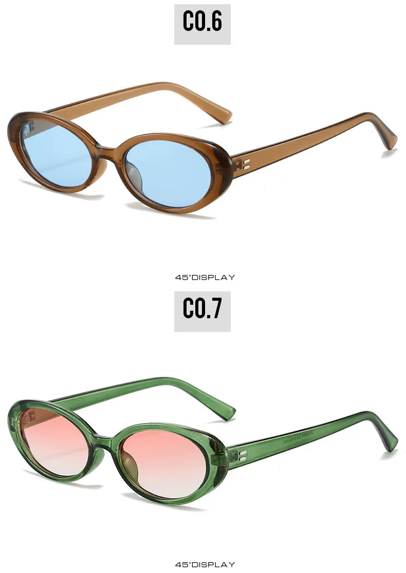 Small Oval Sunglasses for Women's Vintage Design Sun glasses Shades Female Sexy Retro Punk Men Sunglass Outdoor Trendy Eyewear