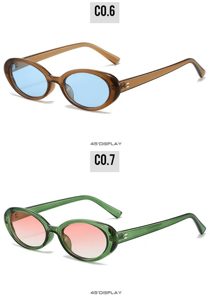 Small Oval Sunglasses for Women's Vintage Design Sun glasses Shades Female Sexy Retro Punk Men Sunglass Outdoor Trendy Eyewear