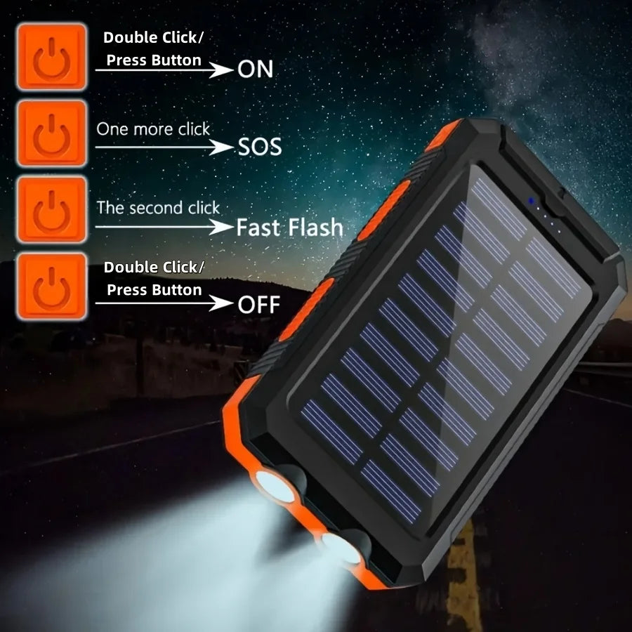 Solar Power Bank 80000mAh Portable Charging Poverbank External Battery Charger Strong Light LDE Light for All Smartphones